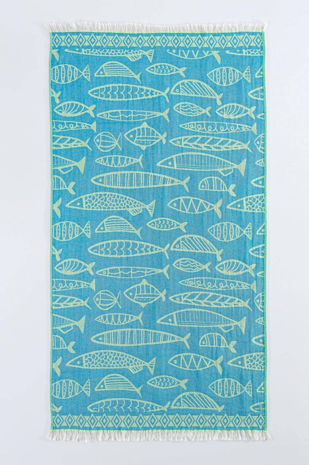 Fish Pattern Turkish Towel – Reversible Cotton Beach Towel & Travel Wrap
