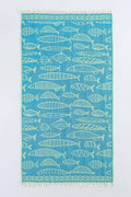 Fish Pattern Turkish Towel – Reversible Cotton Beach Towel & Travel Wrap