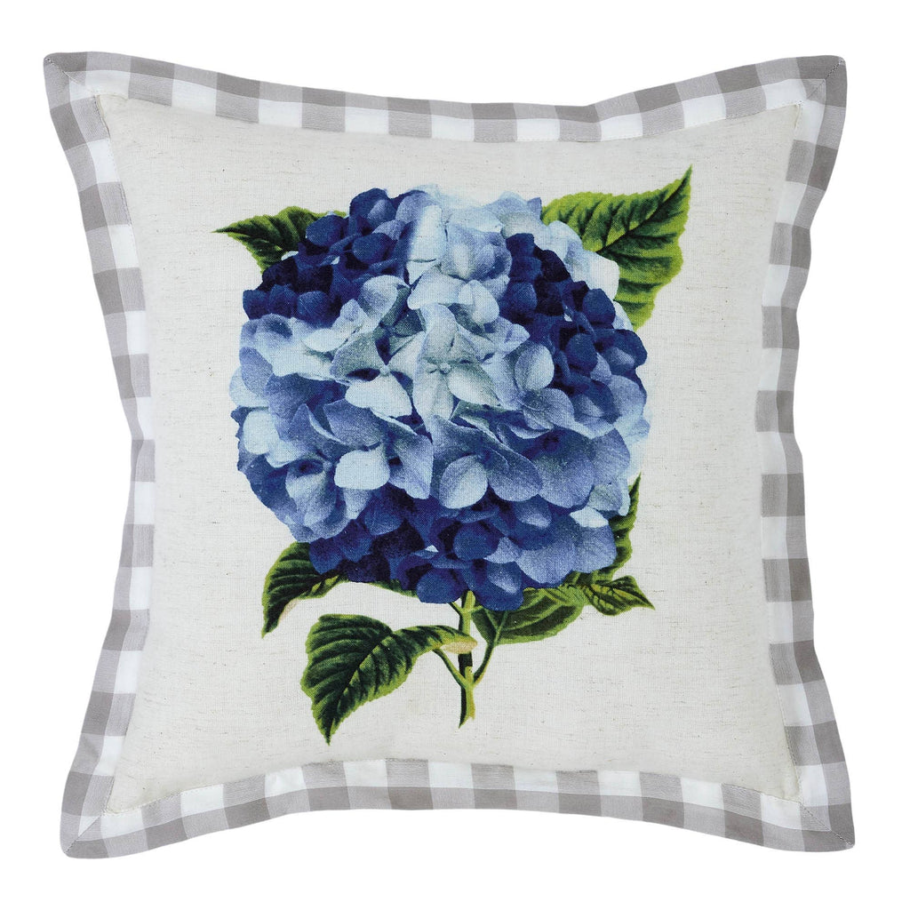 Botanical Blue Cotton Pillow – 14x14 Floral Accent Cushion