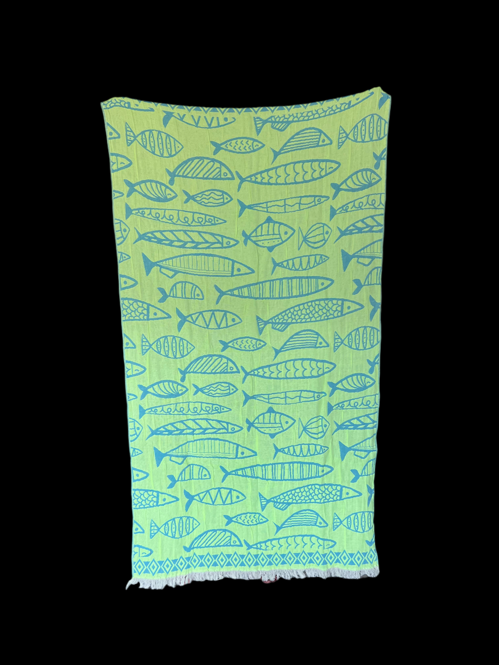 Fish Pattern Turkish Towel – Reversible Cotton Beach Towel & Travel Wrap