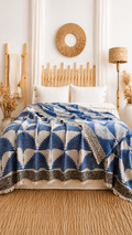 Blue Crane Muslin Cotton Blanket – Lightweight Turkish Bed Cover