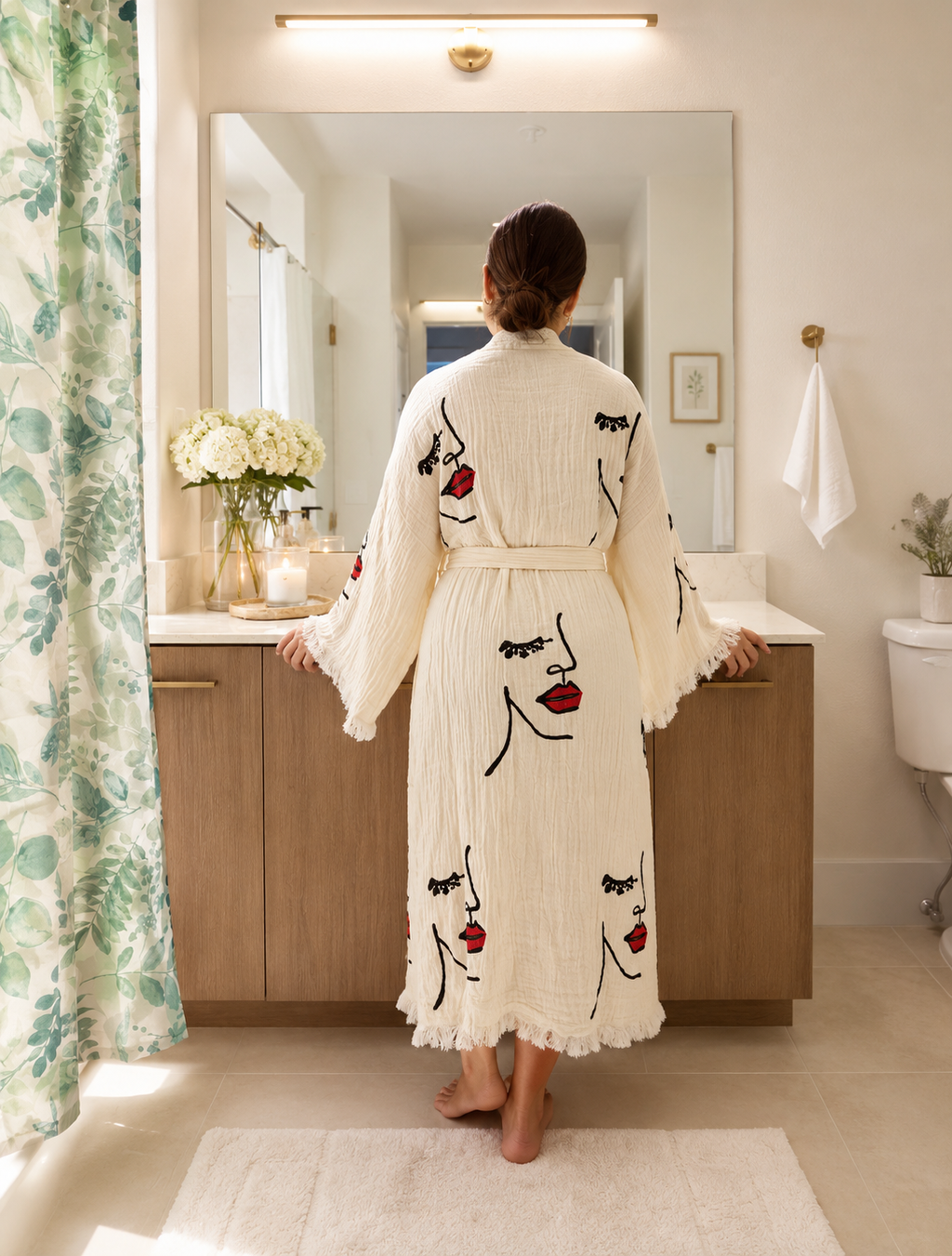 Artisan Face Turkish Cotton Robe – Lightweight Muslin Lounge Wear