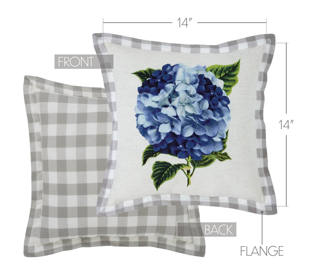 Botanical Blue Cotton Pillow – 14x14 Floral Accent Cushion