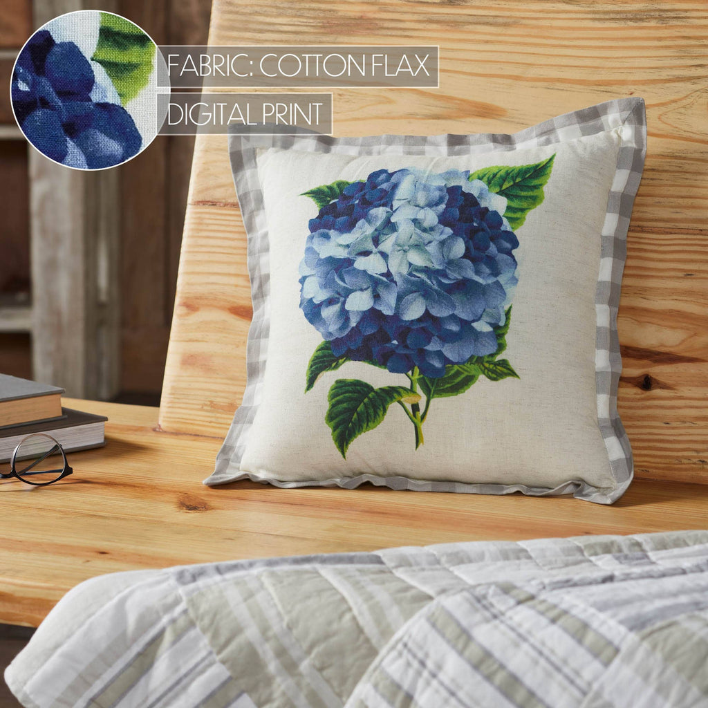 Botanical Blue Cotton Pillow – 14x14 Floral Accent Cushion
