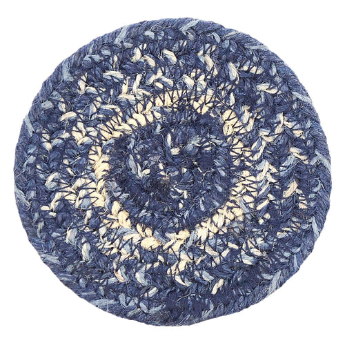 Botanical Blue Coaster Set – Braided Jute (Set of 6)