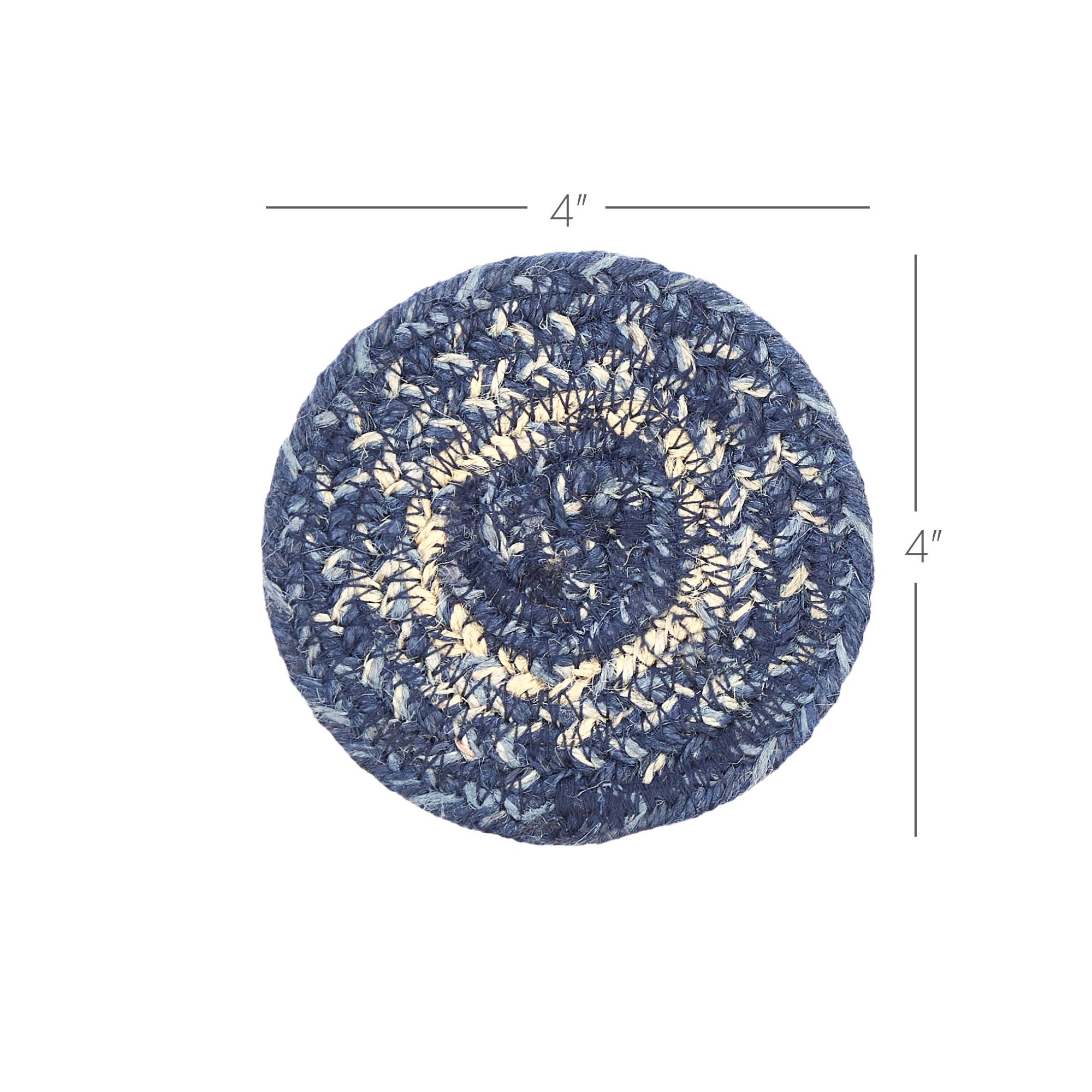Botanical Blue Coaster Set – Braided Jute (Set of 6)