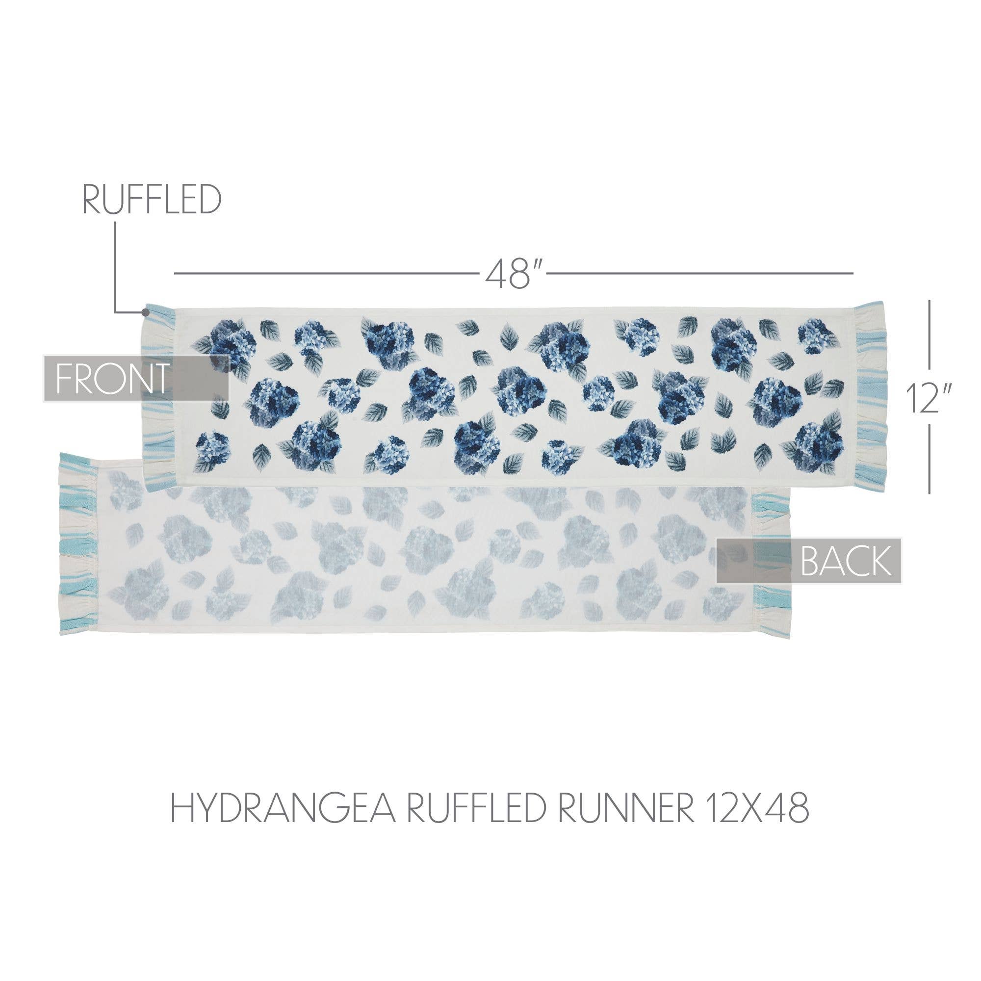 Botanical Blue Table Runner – 12x48 Floral Farmhouse Accent